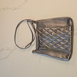 Vera Bradley Quilted Molly Crossbody Purse Metallic Platinum² Color